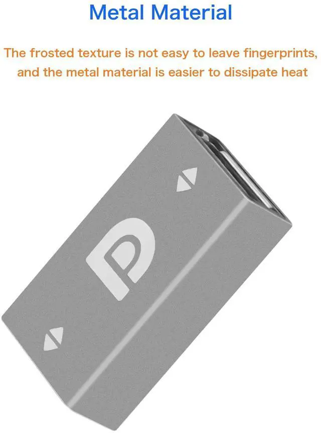 Alt view image 4 of 7 - Vszerda DP Female Adapter 8k@60HZ DP Female to DP Female Extention Coupler HD Video Convertor DP1.4 Support HDR Suitable for DP Cable Extension and Transfer Gray