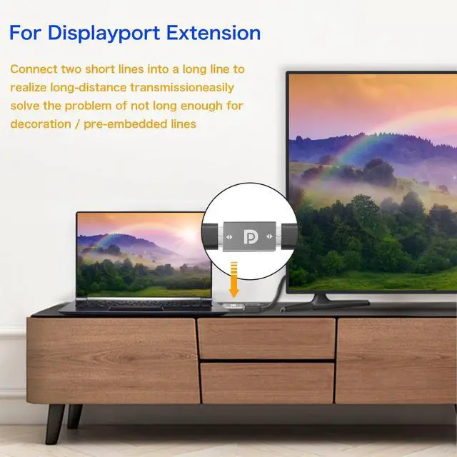 Alt view image 5 of 7 - Vszerda DP Female Adapter 8k@60HZ DP Female to DP Female Extention Coupler HD Video Convertor DP1.4 Support HDR Suitable for DP Cable Extension and Transfer Gray