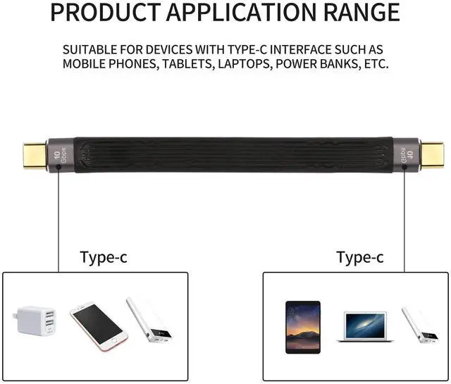Alt view image 3 of 7 - Vszerda Short USB C to USB C Cable 100W,10Gbps Data Transfer PD Fast Charging 3.1 Gen 2 Type C to Type C Male Short Cable for Type C Device 5.11in