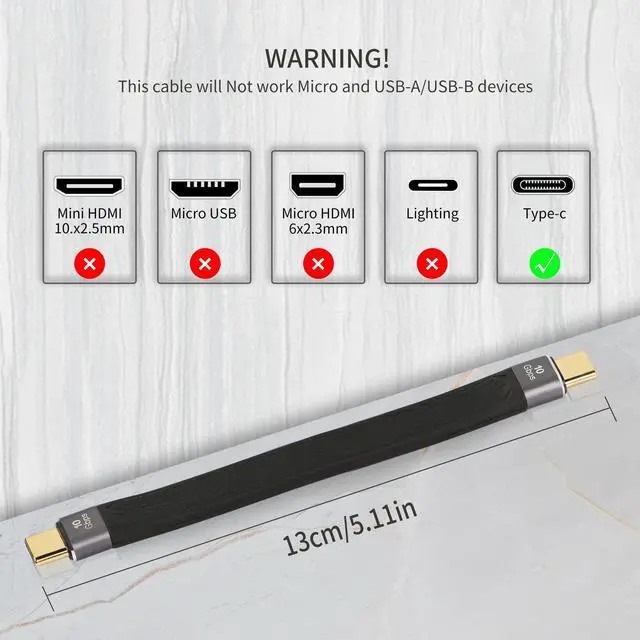 Alt view image 5 of 7 - Vszerda Short USB C to USB C Cable 100W,10Gbps Data Transfer PD Fast Charging 3.1 Gen 2 Type C to Type C Male Short Cable for Type C Device 5.11in