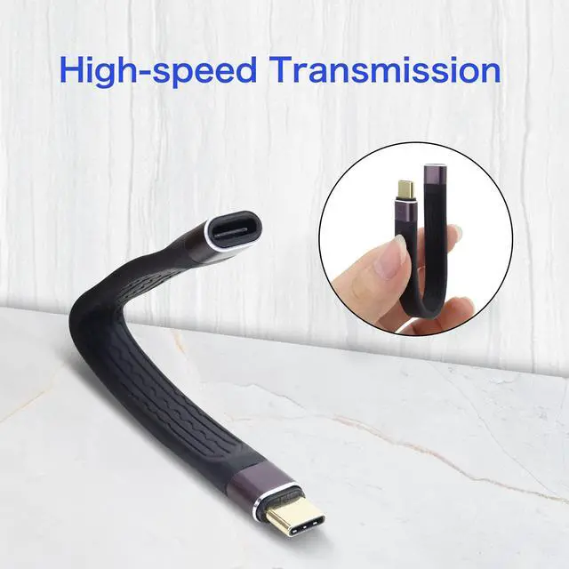Alt view image 4 of 7 - Vszerda Short USB C 4.0 Cable 100W, 40Gbps USB Type C Female to Male Data Transfer 100W PD Short Cable for Type C Device, 5.11 inch (Type C Female)