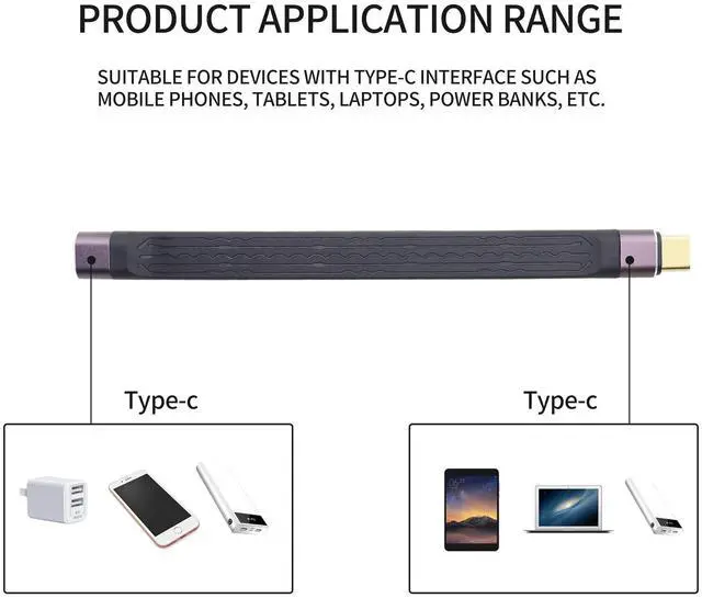 Alt view image 6 of 7 - Vszerda Short USB C 4.0 Cable 100W, 40Gbps USB Type C Female to Male Data Transfer 100W PD Short Cable for Type C Device, 5.11 inch (Type C Female)