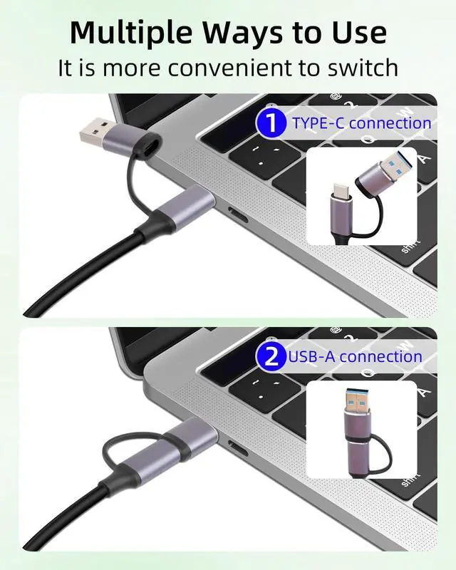 Alt view image 4 of 7 - Vszerda PD 100W 2 in 1 USB A to USB C Coiled Fast Charging Cable with LED Display,Support Wattage for Tablet PC,Phones