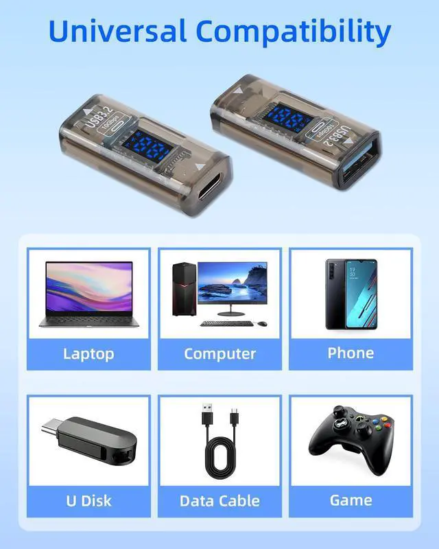 Alt view image 7 of 7 - Vszerda USB A Female to USB C Female Adapter,Type C to USB A Adapter Double Side,36W Fast Charging10Gbps Data Transmissionwith LED DisplaySuitable for Laptops, Desktop Computers(2 Pack)