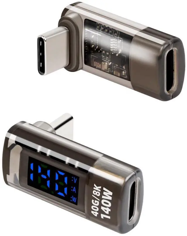 Main image of Vszerda 270 Degree USB C Power Meter with Digital Display,PD 140W USB C Adapter,Supports Voltage,Current and Power Detection,USB Type C Male to Female for,Phone,Laptops(2 Pack)