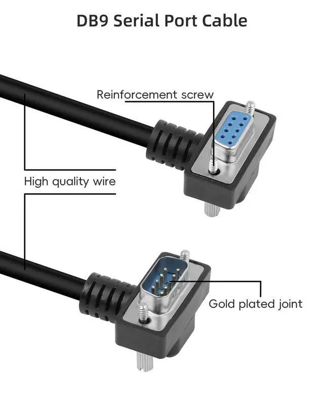 Alt view image 2 of 7 - Vszerda RS232 Serial Cable, 90 Degree DB9 Male to Female 9 Pin Straight Through Extension Cable for Data Access (1.6FT)