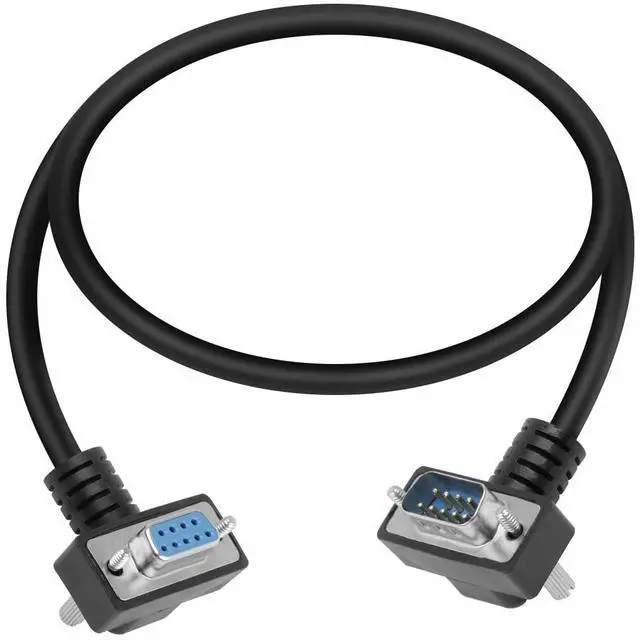 Main image of Vszerda RS232 Serial Cable, 90 Degree DB9 Male to Female 9 Pin Straight Through Extension Cable for Data Access (1.6FT)
