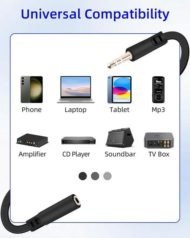 Alt view image 7 of 7 - Vszerda 3.5mm Headphone Extension Flat Audio Cable,3.5mm Male to Female Headphone Jacks Audio Cable for Car Audio Systems,Home Speakers,Phones,Tablets,2Pack(0.15M/0.49FT)