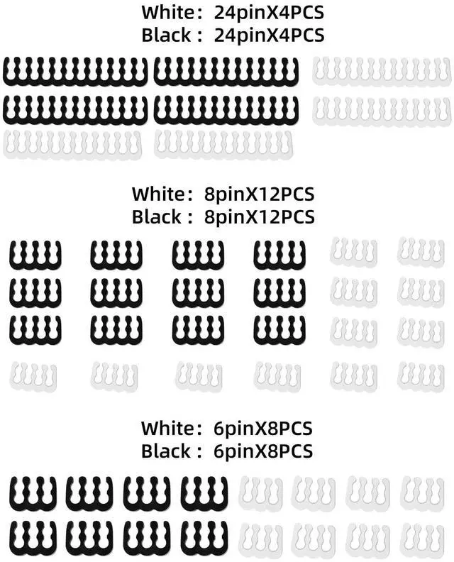 Alt view image 2 of 7 - Vszerda Cable Comb Kit,PSU Cable Combs,CPU Cable Management,48 pcs Set 24-pin x 8,8-pin x 24,6-pin x 16,3mm up to 3.4mm black