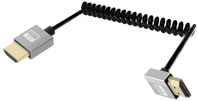 Main image of Vszerda 4K Down Angle HDMI Coiled Cable 2.2FT, 270 Degree Short HDMI to HDMI Cable, Spring Spiral HDMI 2.0 Cable 4K@120Hz,18Gbps,for Camera/TV/Capture Cards/Tablet