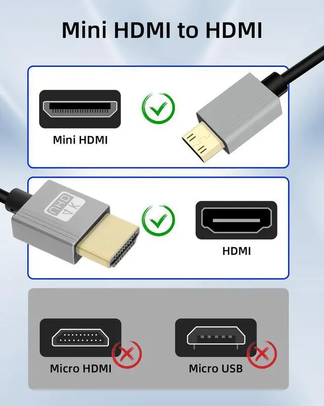 Alt view image 4 of 7 - Vszerda 4K Mini HDMI to HMDI Cable 2.2FT, Coiled HDMI to Mini HDMI Cable, Short HDMI Cable 2.0 4K@120Hz 18Gbps for Camera/Camcorder/HDTV/Tablet