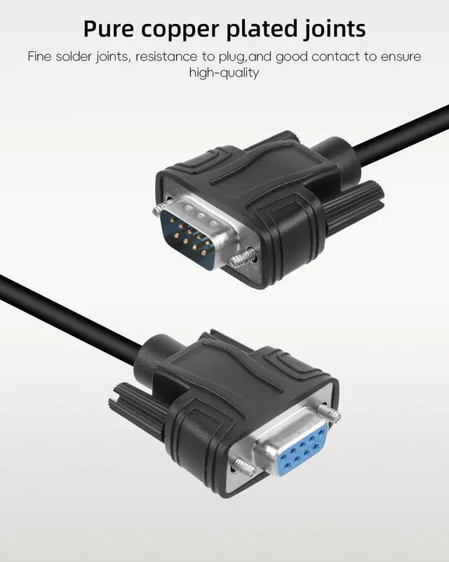 Alt view image 3 of 7 - Vszerda DB9 Solderless Extension Cable, DB9 RS232 D-SUB Male & Female Serial Terminal Connector Signal Module (1Pair)