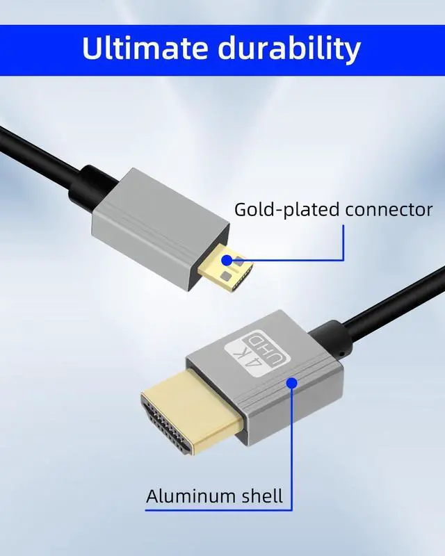 Alt view image 3 of 6 - Vszerda 4K Micro HDMI to HDMI Coiled Cable 2.2FT, Spring Spiral HDMI to Micro HDMI Cable, Short Cord 2.0 4K@120Hz 18Gbps for Camera/Camcorder/HDTV/Tablet