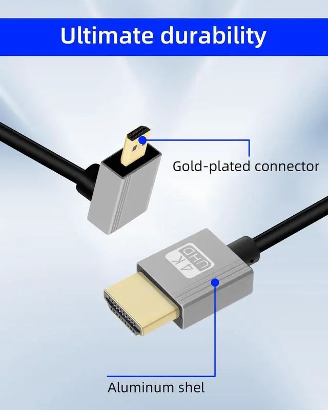 Alt view image 2 of 7 - Vszerda 4K Up Angle Micro HDMI to HDMI Coiled Cable 2.2FT, 270 Degree Short HDMI to Micro HDMI Cable, Spring Spiral Hdmi 2.0 Cord 4K@120Hz 18Gbps for Camera/Camcorder/HDTV/Tablet