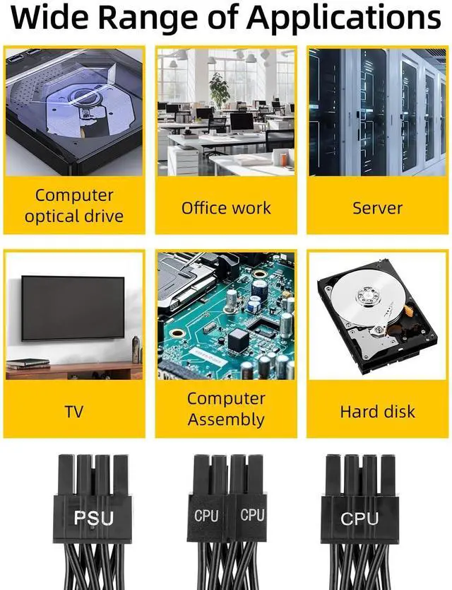 Alt view image 7 of 7 - Vszerda CPU Cable for Cor/sair PSUs,60CM CPU 8Pin to 8Pin PSUs to 20CM 8 Pin (4+4) CPU Power Cable,Male to Male CPU Power Cable for Modular Power Supply(Black,18AWG)