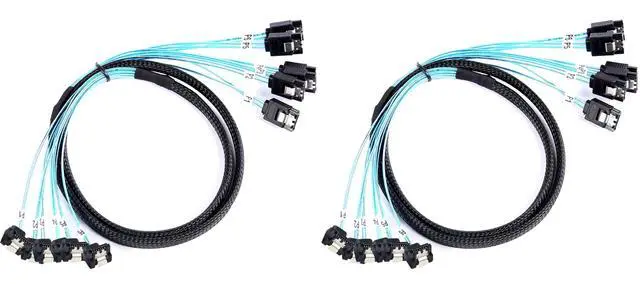 Main image of Vszerda SATA-III Cable:1M 6Pcs/Set 90-Degree SATA Right-Angle Cable Angled to Straight Bundled SAS 6Gbps Data Replacement for Server-Raid SDD HDD CD DVD Drives (3.3FT) (Pack of 2)