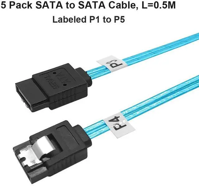 Alt view image 3 of 5 - Vszerda SATA-III Cable:0.5M,5 Pack Thin SATA 6Gbps Cables, Straight Flexible 6Gbps Data with Locking Latch for SSD, HDD, CD, DVD Drives,Blue (1.6FT)