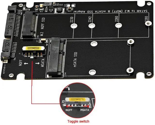Alt view image 2 of 6 - Vszerda M.2 SATA 3.0,mSATA to SATA or USB Type C Adapter 2-in-1 Card Support mSATA or Ngff B Key SATA III SSD