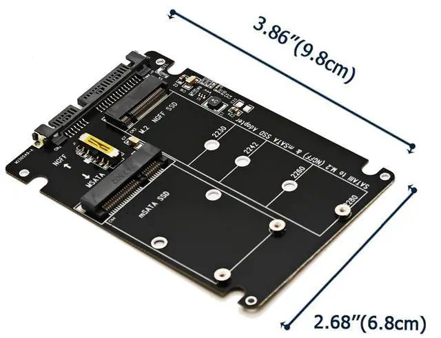 Alt view image 3 of 6 - Vszerda M.2 SATA 3.0,mSATA to SATA or USB Type C Adapter 2-in-1 Card Support mSATA or Ngff B Key SATA III SSD