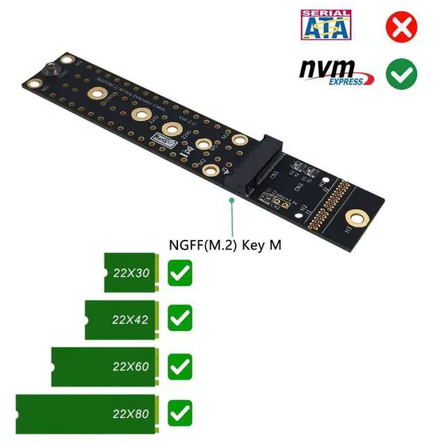 Alt view image 4 of 5 - Vszerda M.2 NVME Extender,NGFF M-Key PCIe SSD Extention Card with Anti-electromagnetic Cable 20CMS
