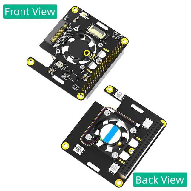 Alt view image 2 of 7 - Vszerda M.2 NVMe to PCIe 3 in 1 Combo Adapter Card with Cooler Fan and Automatic Discoloration LED for Raspberry Pi 5 (Only Support 2230,2242 SSD)