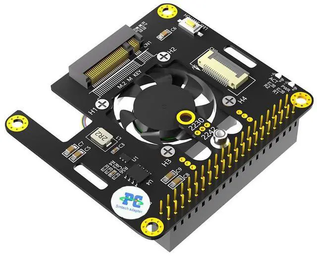 Main image of Vszerda M.2 NVMe to PCIe 3 in 1 Combo Adapter Card with Cooler Fan and Automatic Discoloration LED for Raspberry Pi 5 (Only Support 2230,2242 SSD)