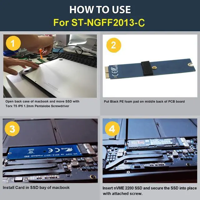 Alt view image 3 of 4 - Vszerda NGFF M.2 nVME SSD Adapter Card for Upgrade 2013-2015 Year Macs(Not Fit Early 2013 MacBook Pro)