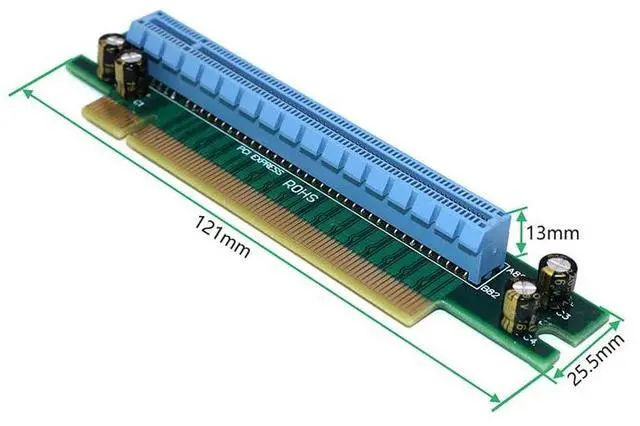Alt view image 2 of 4 - PCIe 16x Riser Card,PCI-e Express 3.0 16X Male to Female Extension Card for GPU Graphics Card(90Degree 1.8CM Height)