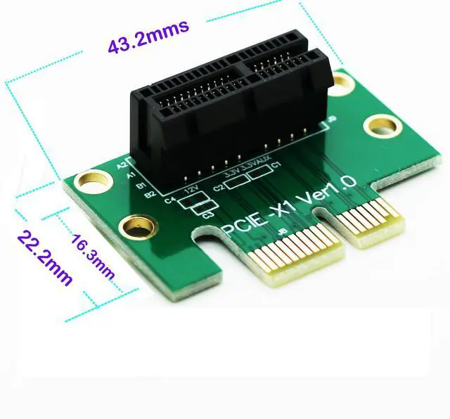 Alt view image 2 of 5 - Vszerda PCI-E PCIe Express 1X Riser Extension Card Angled