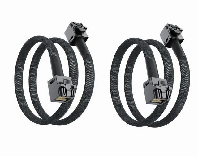 Main image of Vszerda SFF-8643 to SFF-8643 Internal MiniSAS HD Cable with Sideband, Support up to 4 Lanes of SAS Data, Work with Server, Raid Card & PCI Express Controller, 0.8-m(2.6ft), 2 Pack