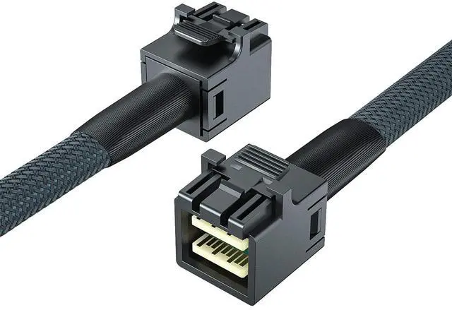 Alt view image 2 of 3 - Vszerda Internal Mini SAS HD Cable SFF-8643 to SFF-8643 with Sideband, Support up to 4-Ports (4 Lanes) of SAS Data, Work with Server, Raid Card & PCI Express Controller, 0.8-m(2.6ft)
