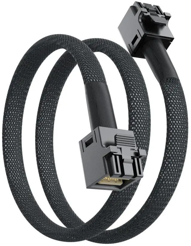 Main image of Vszerda Internal Mini SAS HD Cable SFF-8643 to SFF-8643 with Sideband, Support up to 4-Ports (4 Lanes) of SAS Data, Work with Server, Raid Card & PCI Express Controller, 0.8-m(2.6ft)