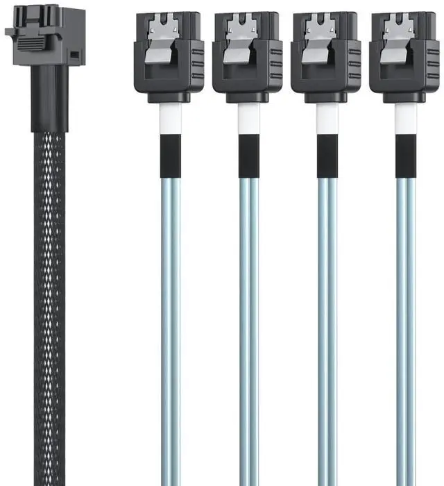 Alt view image 3 of 3 - Vszerda Internal Mini SAS HD SFF-8643 to 4xSATA Cable, with Sideband, Compatible with 12Gbps SAS Drives and 6Gbps SAS/SATA Drives, 0.5-m(1.64ft)