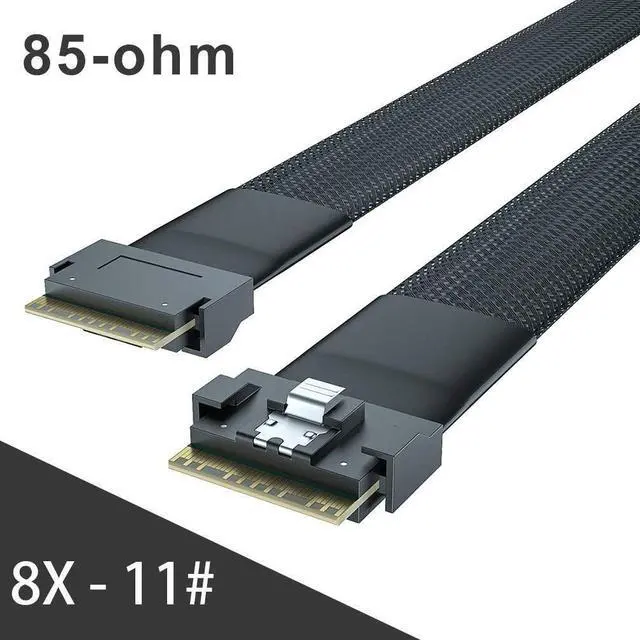 Alt view image 2 of 3 - Vszerda 24G Internal SlimSAS SFF-8654 to SFF-8654 8i PCIE4.0 Cable for High-Density Servers & NVMe Storage, 85-ohm, 0.75~0.8m(2.46~2.62ft)
