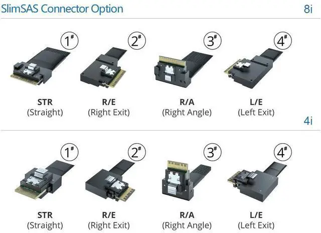 Alt view image 3 of 3 - Vszerda 24G Internal SlimSAS SFF-8654 to SFF-8654 8i SAS 4.0 Cable for High-Density Servers & NVMe Storage, 100-ohm, 0.5-m(1.6ft)