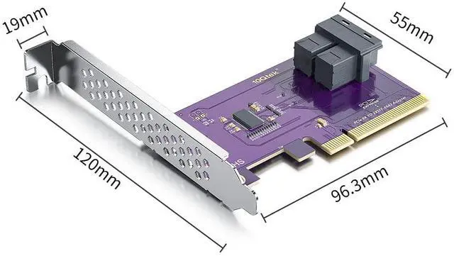 Alt view image 5 of 5 - Vszerda Dual Port U.2 NVMe SSD PCIe 3.0 X8 Adapter Card with SFF-8643 SAS Connector, Windows/Linux/VMware Compatible, Dual Bracket