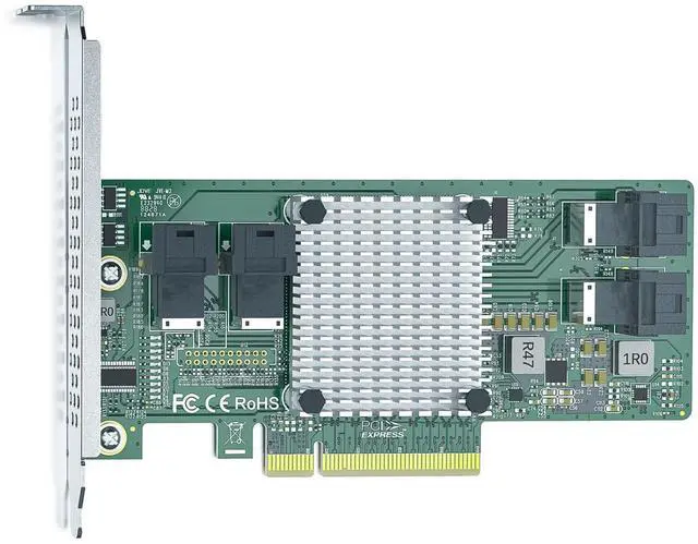 Alt view image 2 of 3 - Vszerda PCIe 3.0 x8 to 4-Port U.2 SFF-8643 Adapter Card with PEX8724 Controller - Bifurcation-Free, 32Gbps NVMe SSD Expansion, Full/Low Profile Brackets, Windows/Linux/VMware Supported