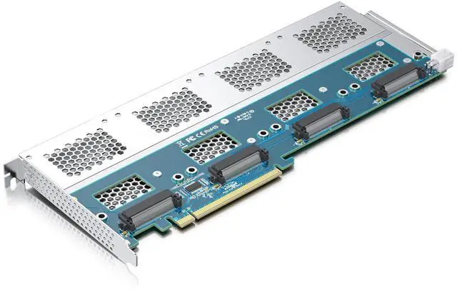 Main image of Vszerda Quad U.2 NVMe SSD PCIe 3.0 X16 Adapter Card, 4-Port SFF-8639 for 2.5" U.2 SSD, x4/x4/x4/x4 Bifurcation & Aux Power Required, Full-Height Bracket, Windows/Linux/VMware