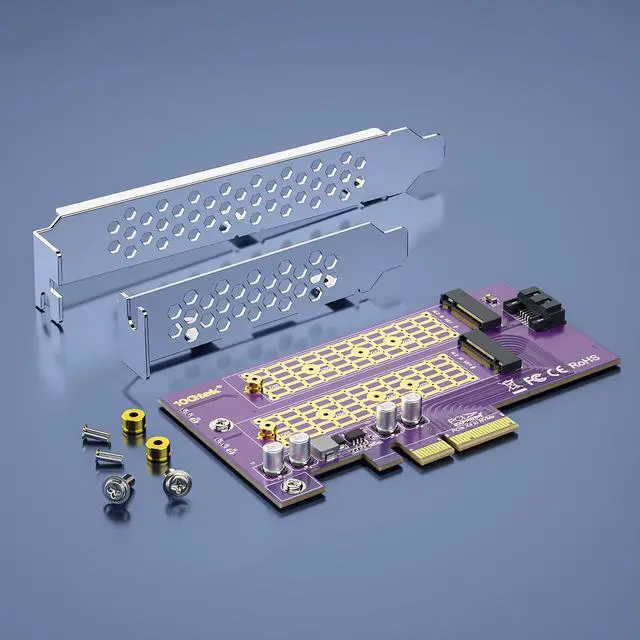 Alt view image 2 of 7 - Vszerda Dual-Port M.2 PCIe 3.0 x4 Adapter (M+B Key) | NVMe/AHCI/SATA SSD Support | 2230-2280 Sizing | Backward Compatible with PCIe 1.0/2.0