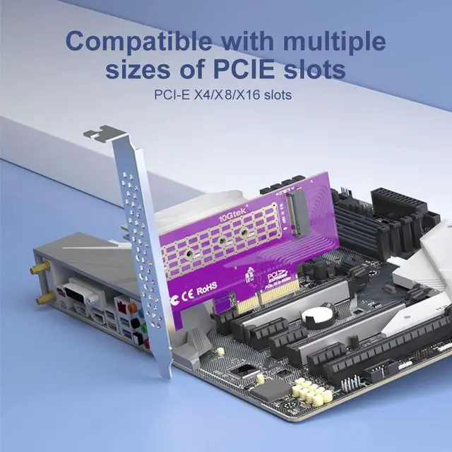 Alt view image 4 of 7 - Vszerda Dual-Port M.2 PCIe 3.0 x4 Adapter (M+B Key) | NVMe/AHCI/SATA SSD Support | 2230-2280 Sizing | Backward Compatible with PCIe 1.0/2.0