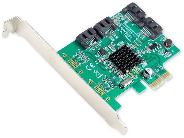 Main image of Vszerda 4 Port SATA III Expansion Card with Low Profile Bracket - 6Gbps SATA 3.0 Controller PCI Express x1 Marvell 9215 for Windows 11/10/8/7/XP/Vista/Linux