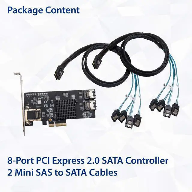 Alt view image 5 of 6 - Vszerda 8 Port SATA III Non-RAID PCI-e x4 Expansion Card Supports FreeNAS and ZFS RAID - Includes Mini SAS to SATA Breack Out Cables (SI-PEX40137)