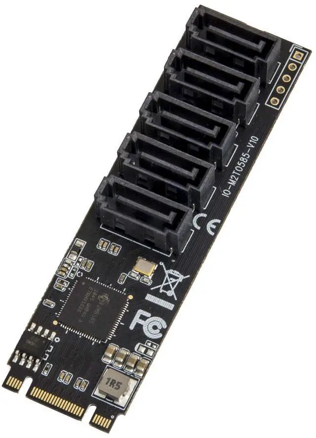 Main image of Vszerda Internal 5 Port Non-RAID SATA III 6GB/s M.2 B+M Key Adapter Card for Desktop PC Support SSD and HDD. JMB585 Chipset