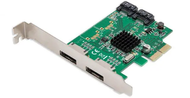 Main image of Vszerda SI-PEX40058 2 Port SATA III 2 Port eSATA III PCIe 2.0 x2 HyperDuo Controller Card Green