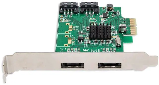 Alt view image 3 of 6 - Vszerda SI-PEX40058 2 Port SATA III 2 Port eSATA III PCIe 2.0 x2 HyperDuo Controller Card Green