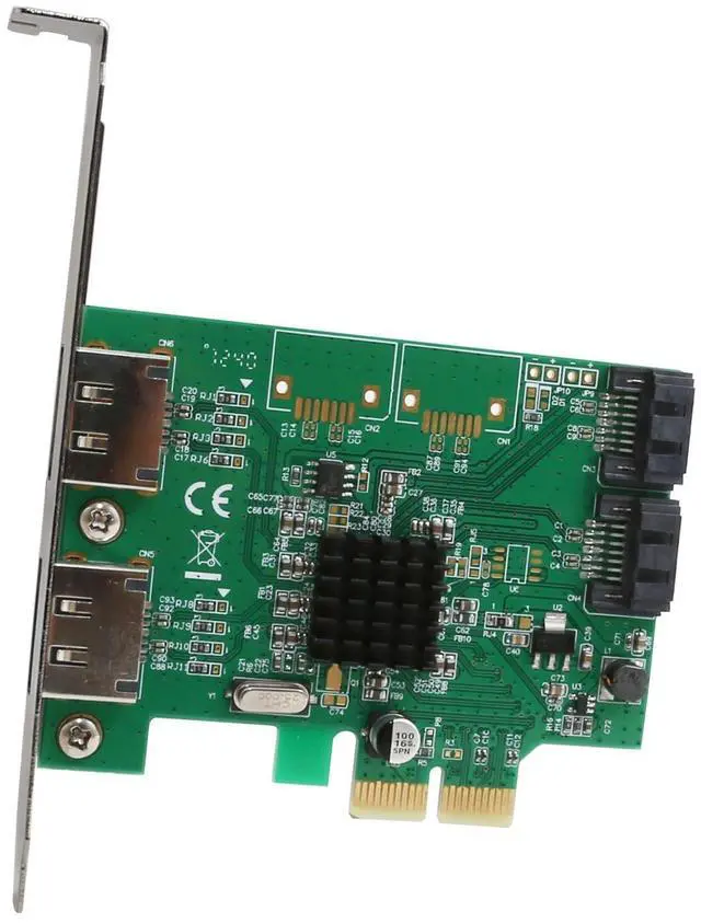 Alt view image 6 of 6 - Vszerda SI-PEX40058 2 Port SATA III 2 Port eSATA III PCIe 2.0 x2 HyperDuo Controller Card Green