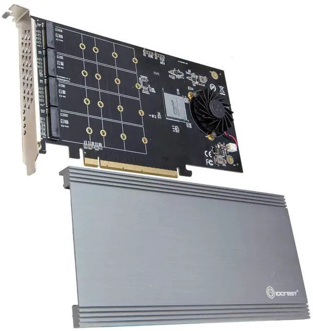 Main image of Vszerda Quad M.2 NVMe Ports to PCIe 3.0 x16 Interface x8 Bandwidth Bifurcation Riser Controller - Support Non-Bifurcation Motherboard (SI-PEX40157)