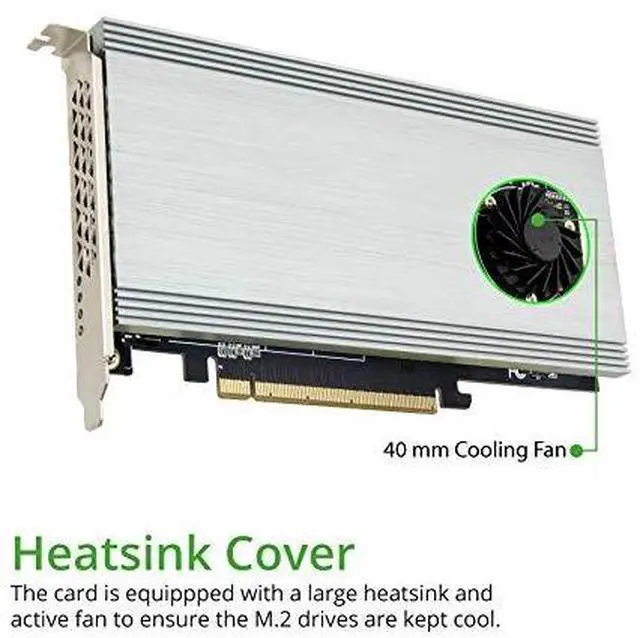 Alt view image 3 of 5 - Vszerda Quad M.2 NVMe Ports to PCIe 3.0 x16 Interface x8 Bandwidth Bifurcation Riser Controller - Support Non-Bifurcation Motherboard (SI-PEX40157)