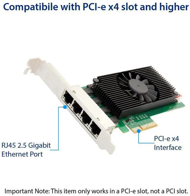 Alt view image 6 of 6 - Vszerda Quad 2.5 Gigabit Ethernet PCI-E Network Expansion Card RJ45 LAN Adapter Low Profile Bracket SY-PEX24086