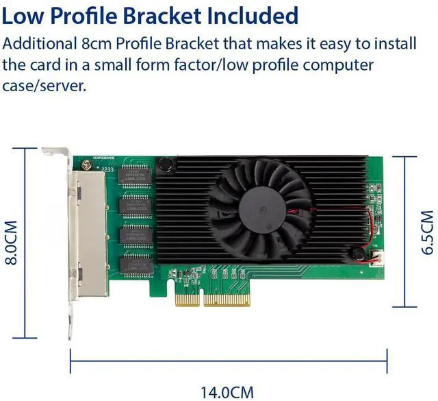 Alt view image 4 of 6 - Vszerda Quad 2.5 Gigabit Ethernet PCI-E Network Expansion Card RJ45 LAN Adapter Low Profile Bracket SY-PEX24086